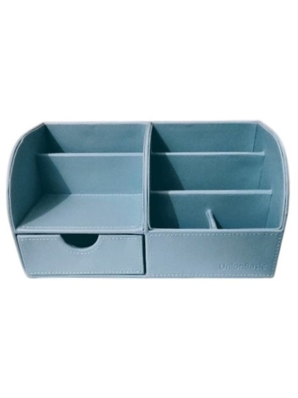 Sky Blue Leather Desk Organizer with Drawer